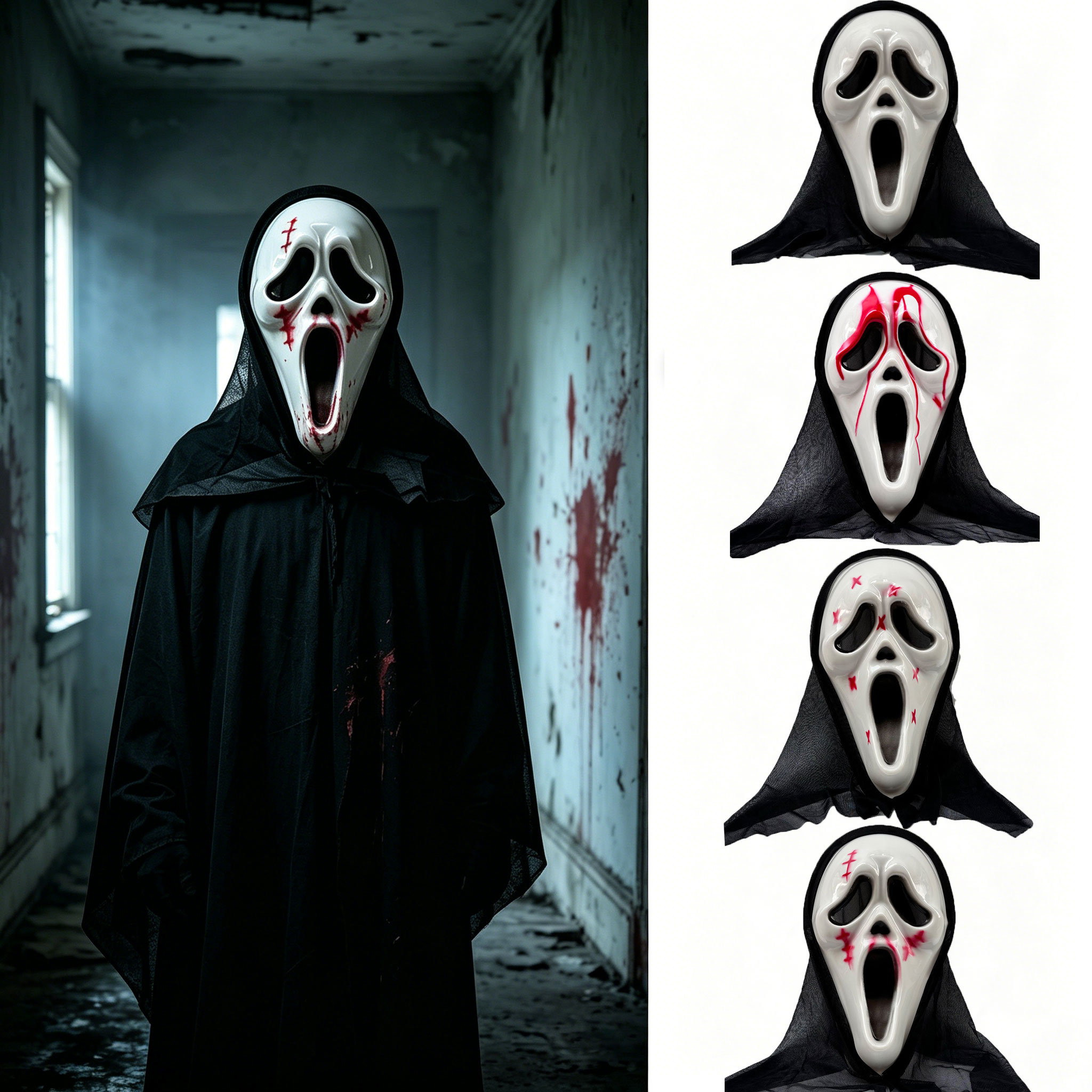 Ghost Horror Mask with Black M - Led Purge Mask Halloween 评论和价格